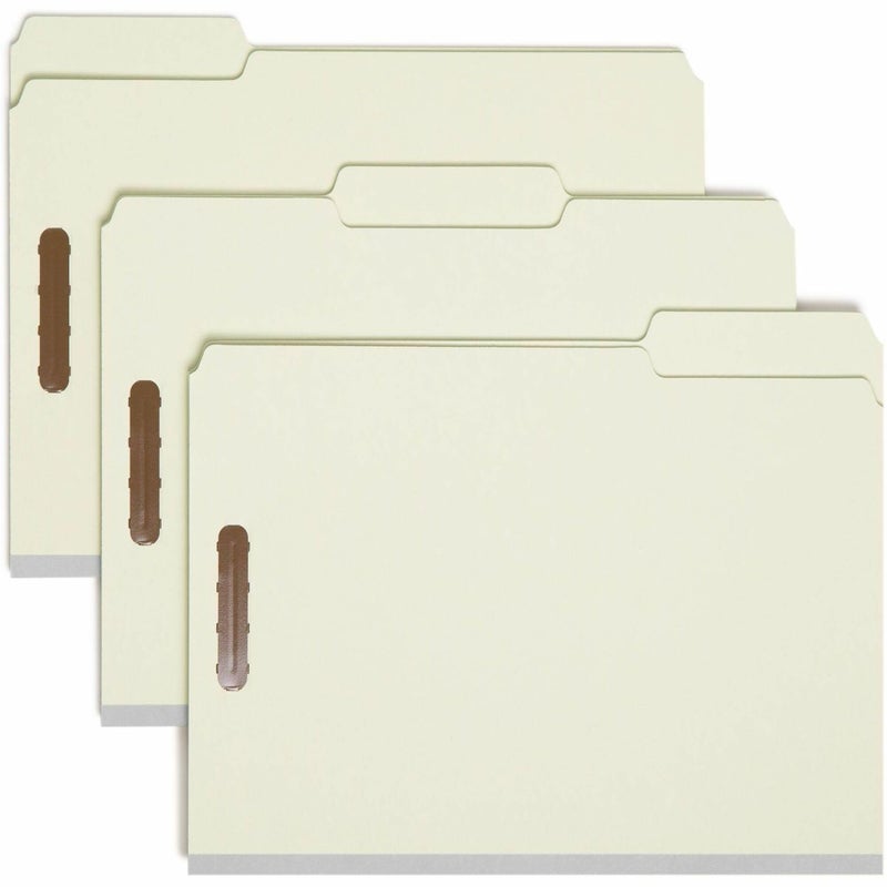 Smead 100% Recycled Pressboard Fastener File Folder, 2 Fasteners, 1/3-Cut Tab, 1" Expansion, Letter Size, Gray/Green, 25 per Box (15003) - Image 3